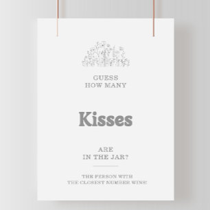 Grey Guess How Many Kisses Bridal Shower Game Poster