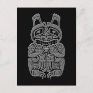 Grey Haida Spirit Bear on Black Postcard