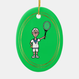 Grey Hair Male Tennis Player Christmas Ornament