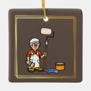 Grey Hair Older Male House Painter Ornament