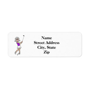 Grey Hair Woman Golfer Return Address Label