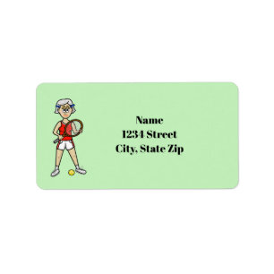 Grey Hair Woman Tennis Player Address Labels