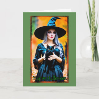Grey Haired Witch Halloween Card