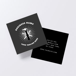 Grey Hammer & Nails Construction Tools Handyman Square Business Card