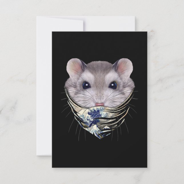 Grey Hamster In Edo Japan Tsunami RSVP Card (Front)