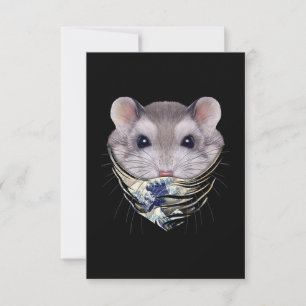 Grey Hamster In Edo Japan Tsunami RSVP Card