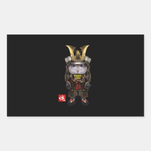 Grey  Hamster With Japanese Samurai Rectangular Sticker