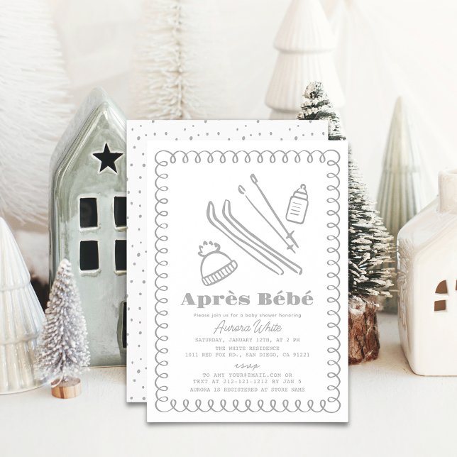 Grey Hand-Drawn Après Bébé Baby Shower Invitation (Creator Uploaded)
