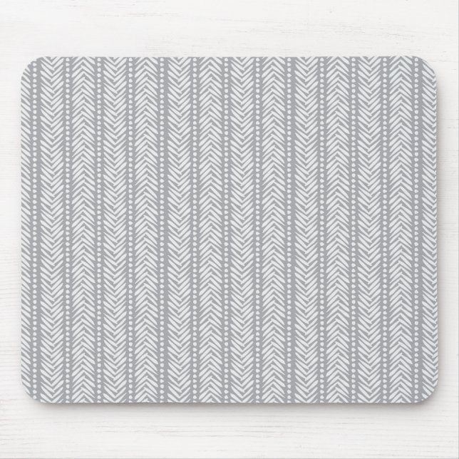 Grey Hand Drawn Chevron Pattern Mouse Pad (Front)