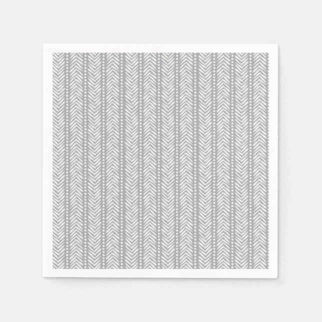 Grey Hand Drawn Chevron Pattern Napkin (Front)