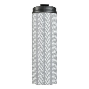 Grey Hand Drawn Chevron Pattern Thermal Tumbler