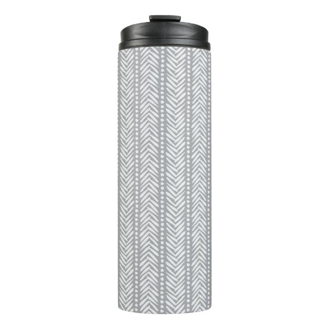 Grey Hand Drawn Chevron Pattern Thermal Tumbler (Front)