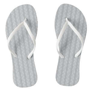 Grey Hand Drawn Chevron Pattern Thongs