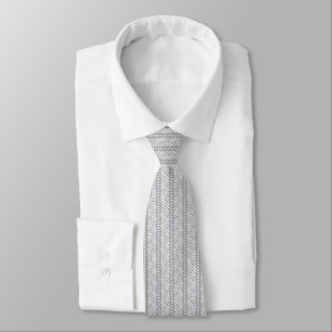 Grey Hand Drawn Chevron Pattern Tie