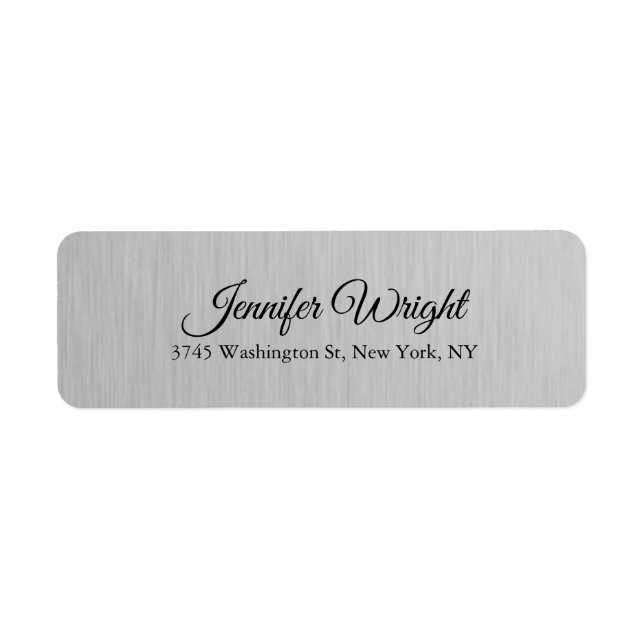 Grey Handwriting Elegant Plain Modern Design Return Address Label (Front)