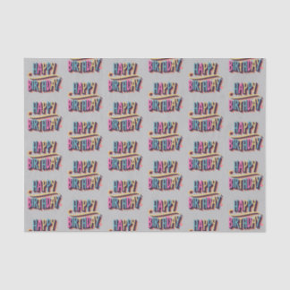 grey happy birthday rainbow kids colour tissue paper