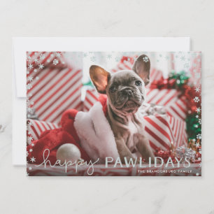 Grey Happy Pawlidays Pet Lover Holiday Photo Card