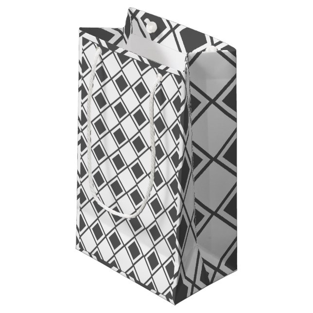 Grey Harlequin  Small Gift Bag (Front Angled)