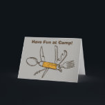 Grey Have Fun At Camp Pocket Knife Greeting Card<br><div class="desc">It's the perfect greeting card for parents or grandparents to send to kids going away to sleepaway summer camp. Let them know you're thinking of them and hope they have fun this summer with this cute card featuring a grey background and an illustration of a multifunction pocket knife tool. Use...</div>