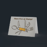Grey Have Fun At Camp Pocket Knife Greeting Card<br><div class="desc">It's the perfect greeting card for parents or grandparents to send to kids going away to sleepaway summer camp. Let them know you're thinking of them and hope they have fun this summer with this cute card featuring a grey background and an illustration of a multifunction pocket knife tool. Use...</div>