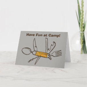 Grey Have Fun At Camp Pocket Knife Greeting Card