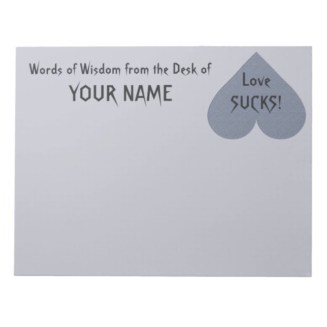 Grey Heart Anti-Valentine custom notepad (Front)