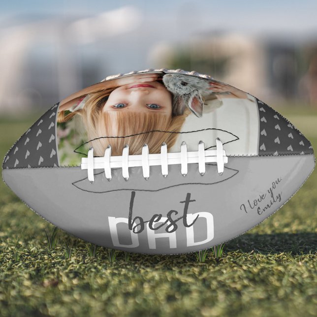 Grey Heart Best Dad Photo Father`s Day  Football (Creator Uploaded)
