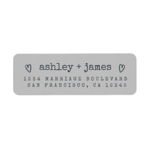 Grey Heart Couple Return Address Label