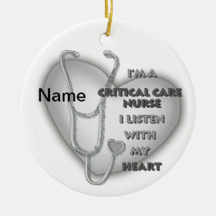 Grey Heart Critical Care Nurse Ceramic Ornament