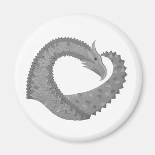 Grey heart dragon on white magnet