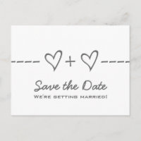 Grey Heart Equation Save the Date Postcard