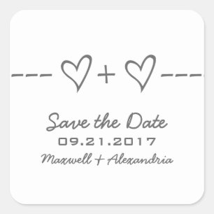 Grey Heart Equation Save the Date Stickers