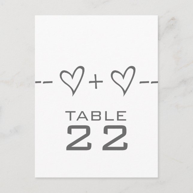 Grey Heart Equation Table Number Postcard (Front)