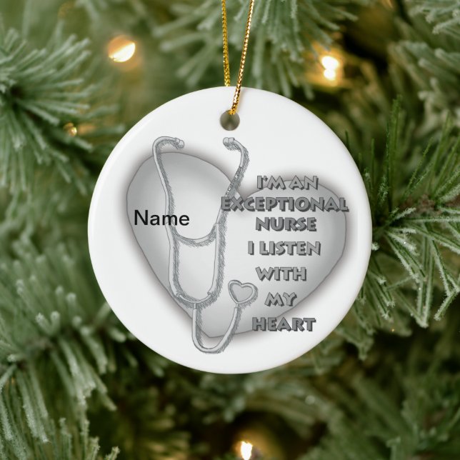 Grey heart exceptional nurse  ceramic ornament (Tree)