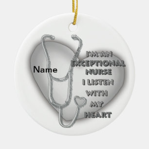 Grey heart exceptional nurse  ceramic ornament