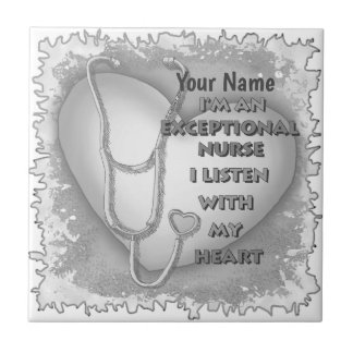 Grey heart exceptional nurse ceramic tile