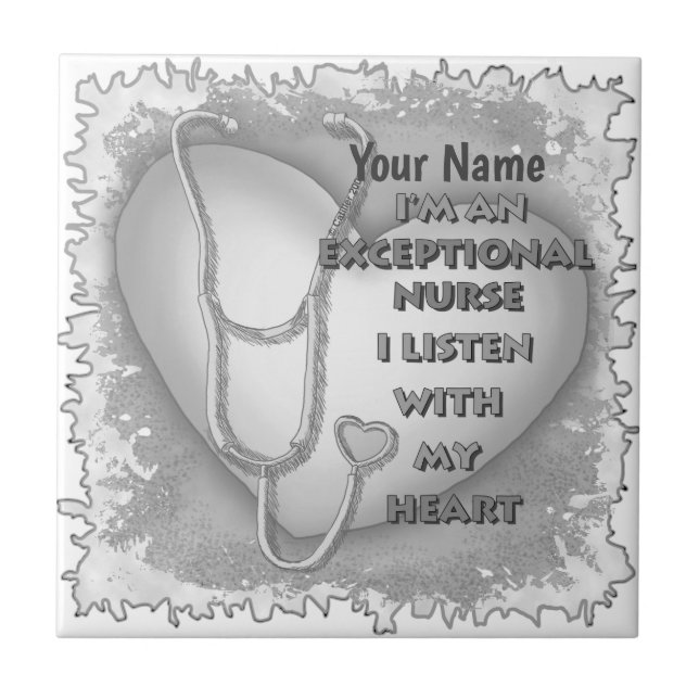 Grey heart exceptional nurse  ceramic tile (Front)