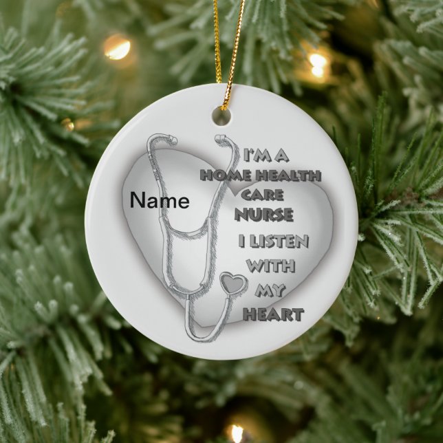 Grey Heart Health Care Nurse Ceramic Ornament (Tree)