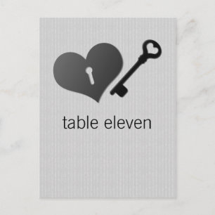 Grey Heart Lock and Key Table Postcard