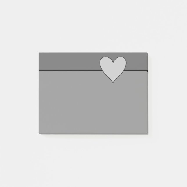 Grey Heart Love Slate Grey Post It Sticky Note (Front)