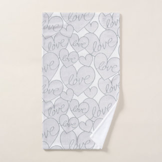 Grey Heart Love Wedding Elegant Hand Towel
