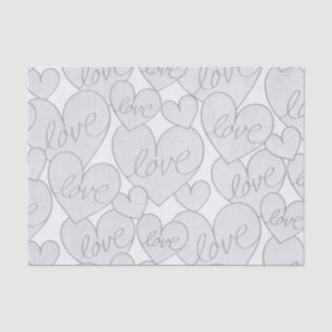 Grey Heart Love Wedding Elegant Tissue Paper