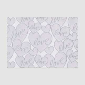 Grey Heart Love Wedding Elegant Tissue Paper