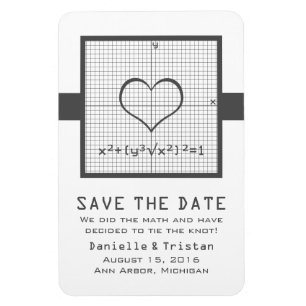 Grey Heart Math Graph Save the Date Magnet