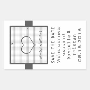 Grey Heart Math Graph Save the Date Stickers