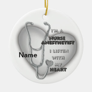 Grey Heart Nurse Anaesthetist Ceramic Ornament