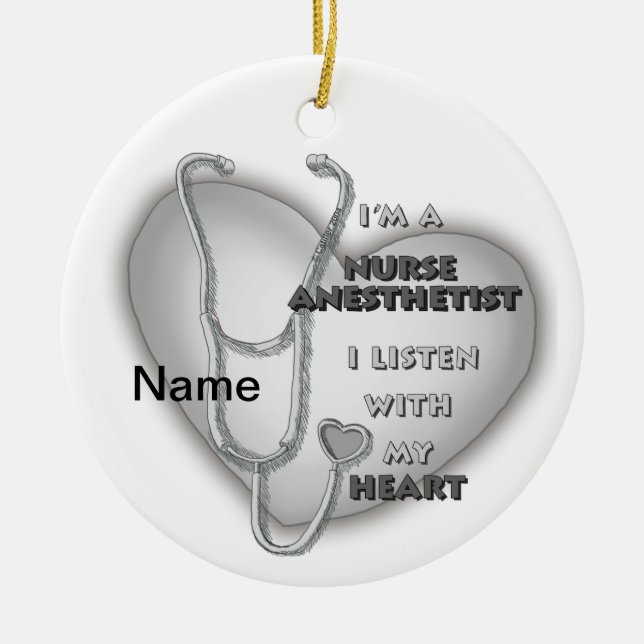 Grey Heart Nurse Anaesthetist Ceramic Ornament (Front)