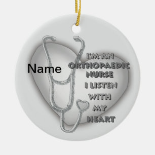 Grey Heart Orthopaedic Nurse Ceramic Ornament