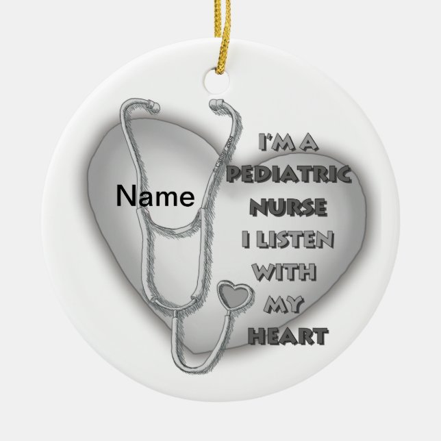 Grey Heart Paediatrics Nurse Ceramic Ornament (Front)