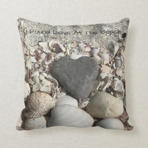 Grey heart stone on beach pillow personalised